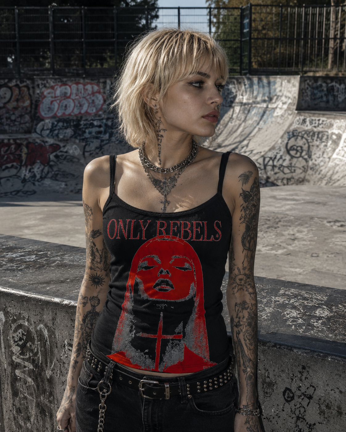 Only Rebels Red and Black Women's Tank