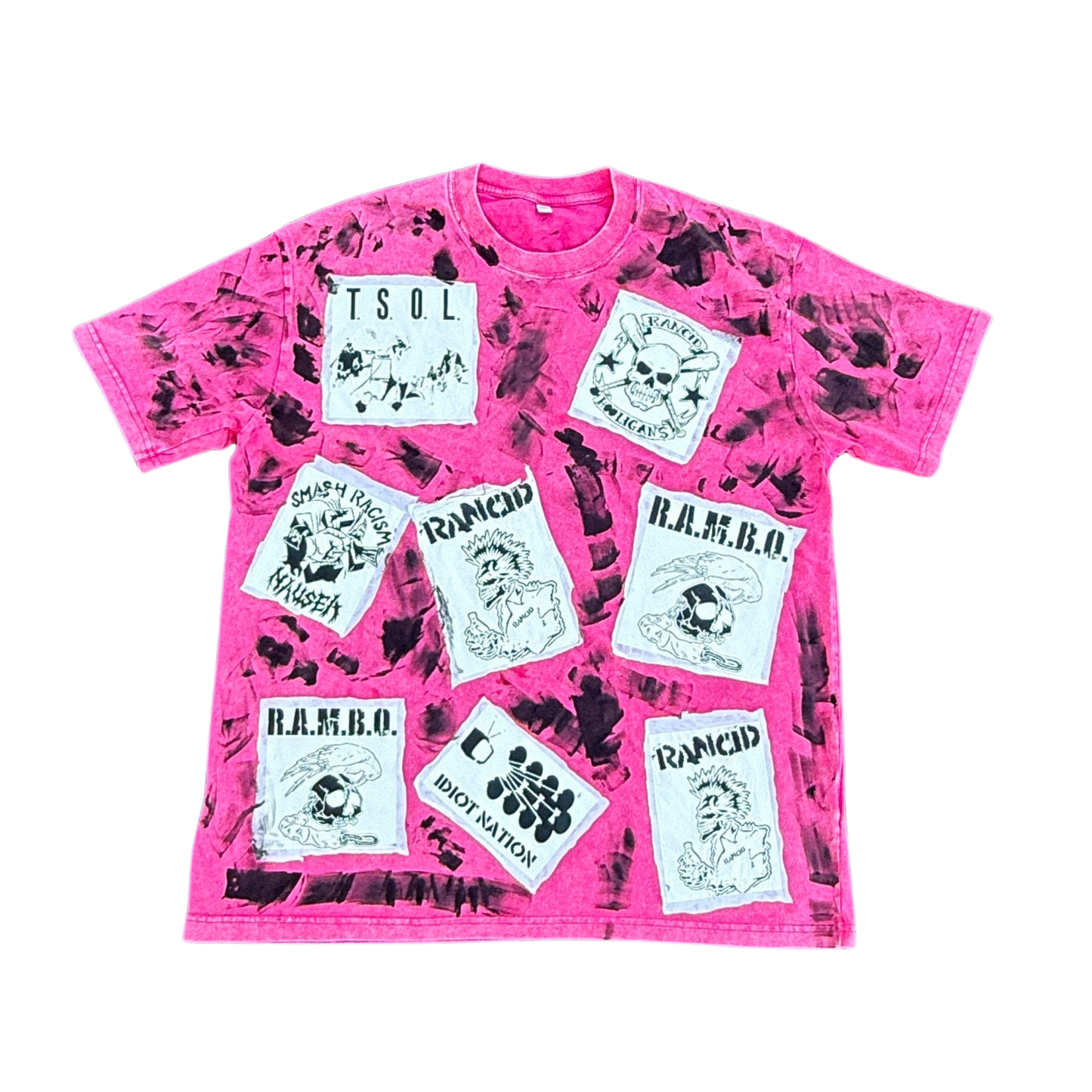 Handmade Patched Acid Wash Punk Shirt