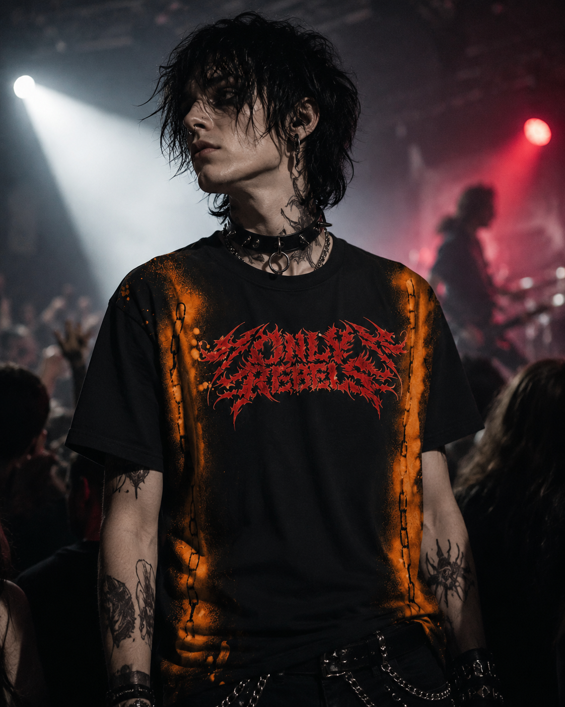 Bleached and Spray Paint Handmade Only Rebels shirt
