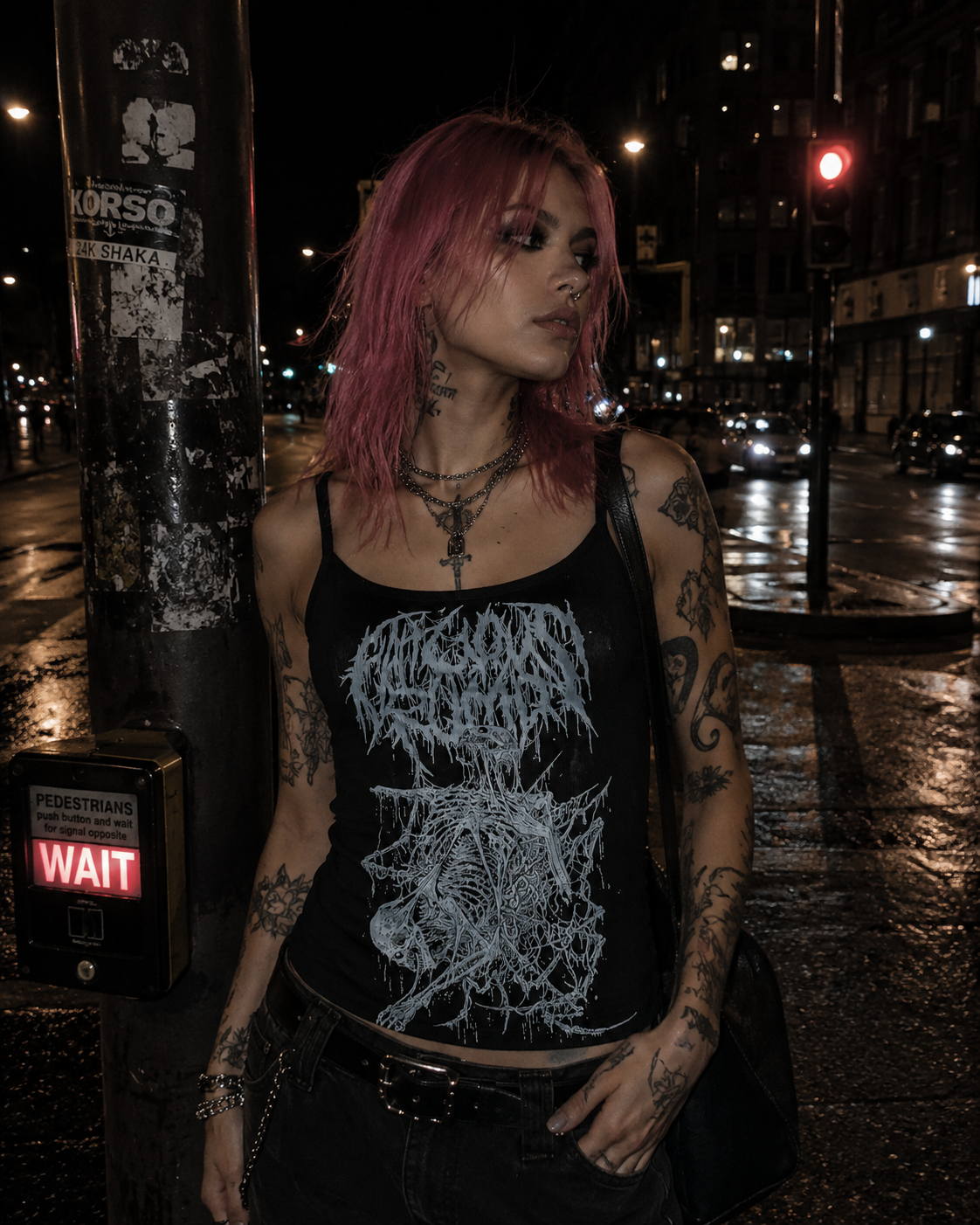 Handmade Only Rebels Black Skeleton Women's Tank