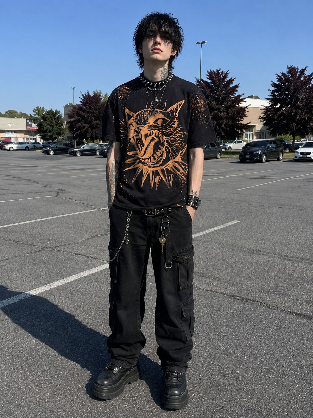 Cat bleached hand made shirt