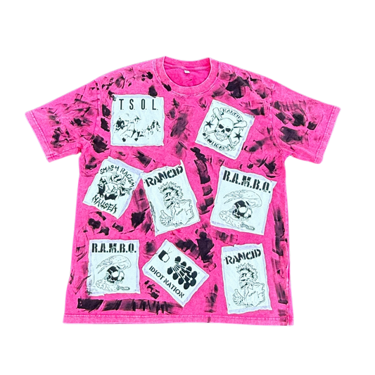 Handmade Patched Acid Wash Punk Shirt