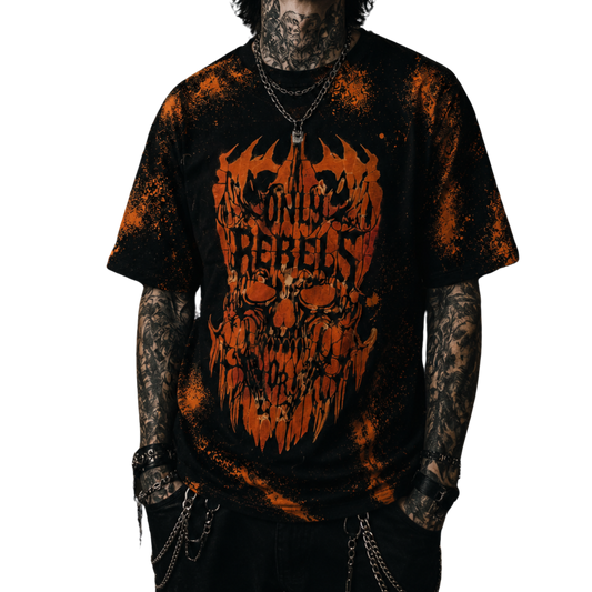 Bleached and Painted Handmade Only Rebels Shirt