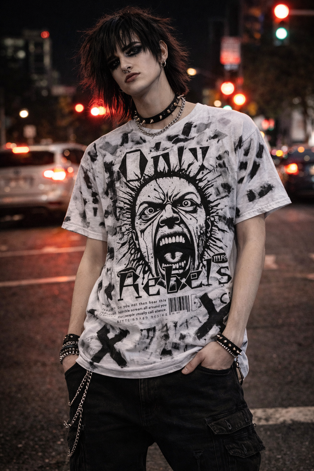 Handmade White Only Rebels Shirt